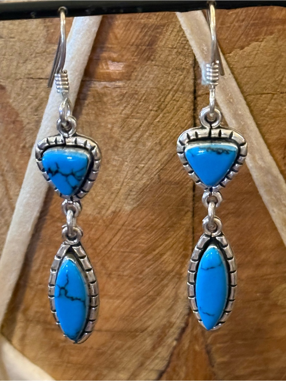 Sterling Silver Campitos Turquoise Drop Earrings